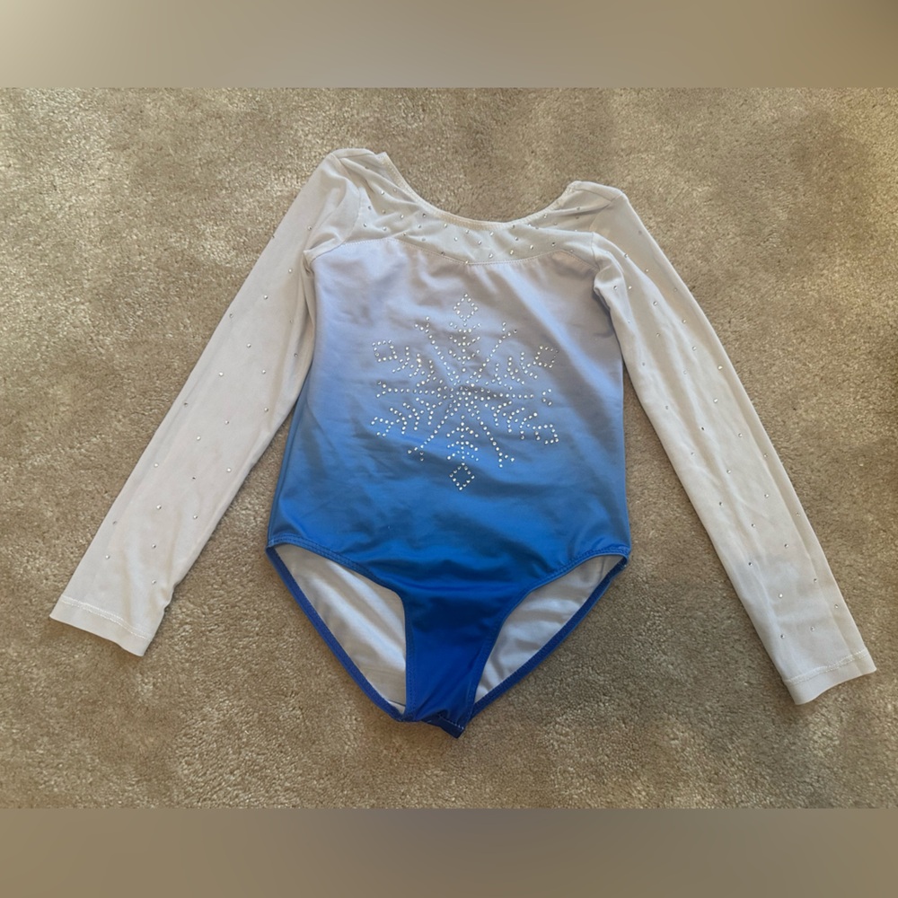 Girl’s Blue and White Snowflake Leotard